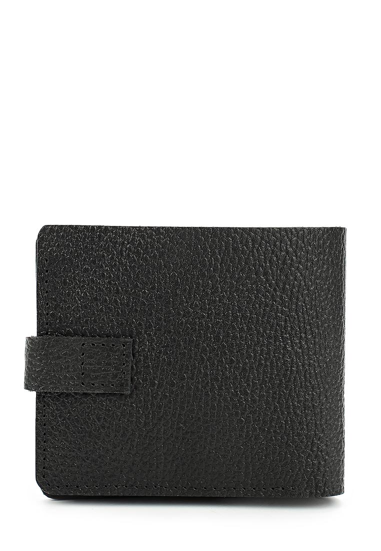 Кожаный кошелек черный W005 black grain
