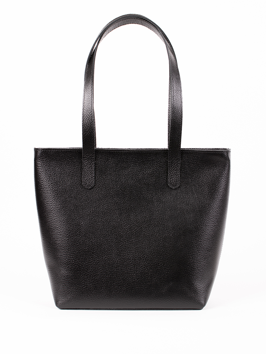 Женская кожаная сумка шоппер черная A019 black grain