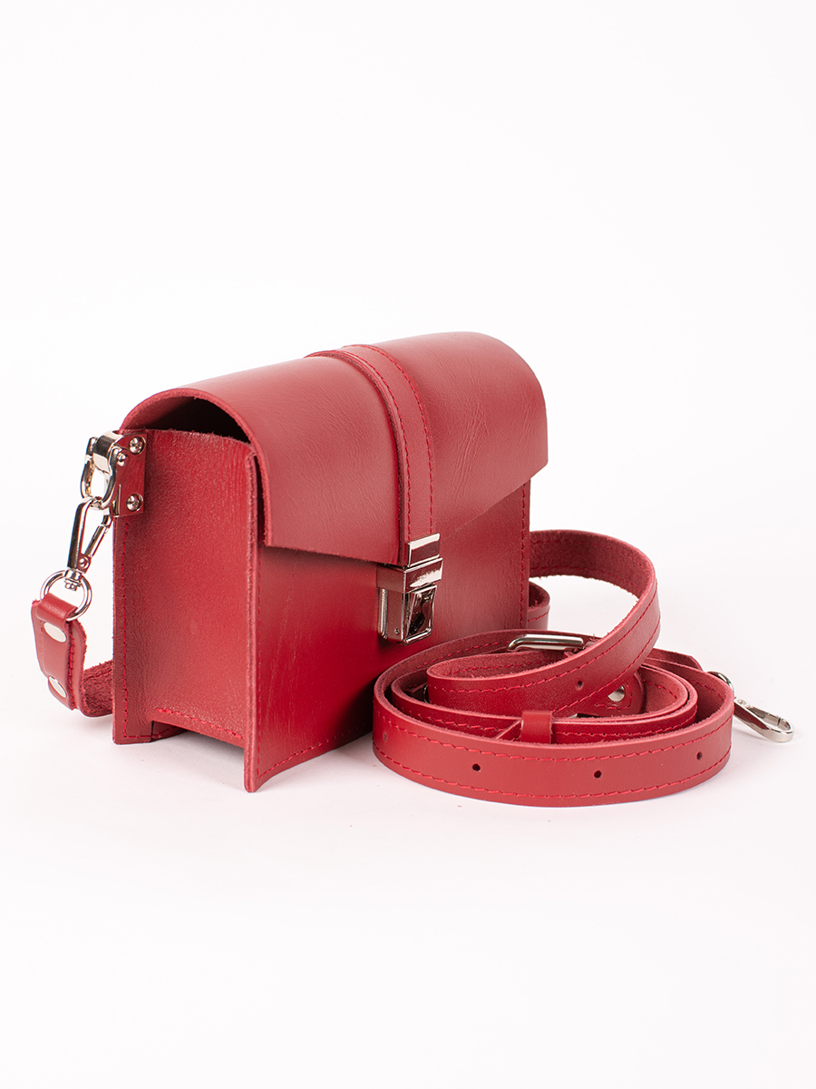 Женская кожаная поясная сумка красная A009 ruby mini
