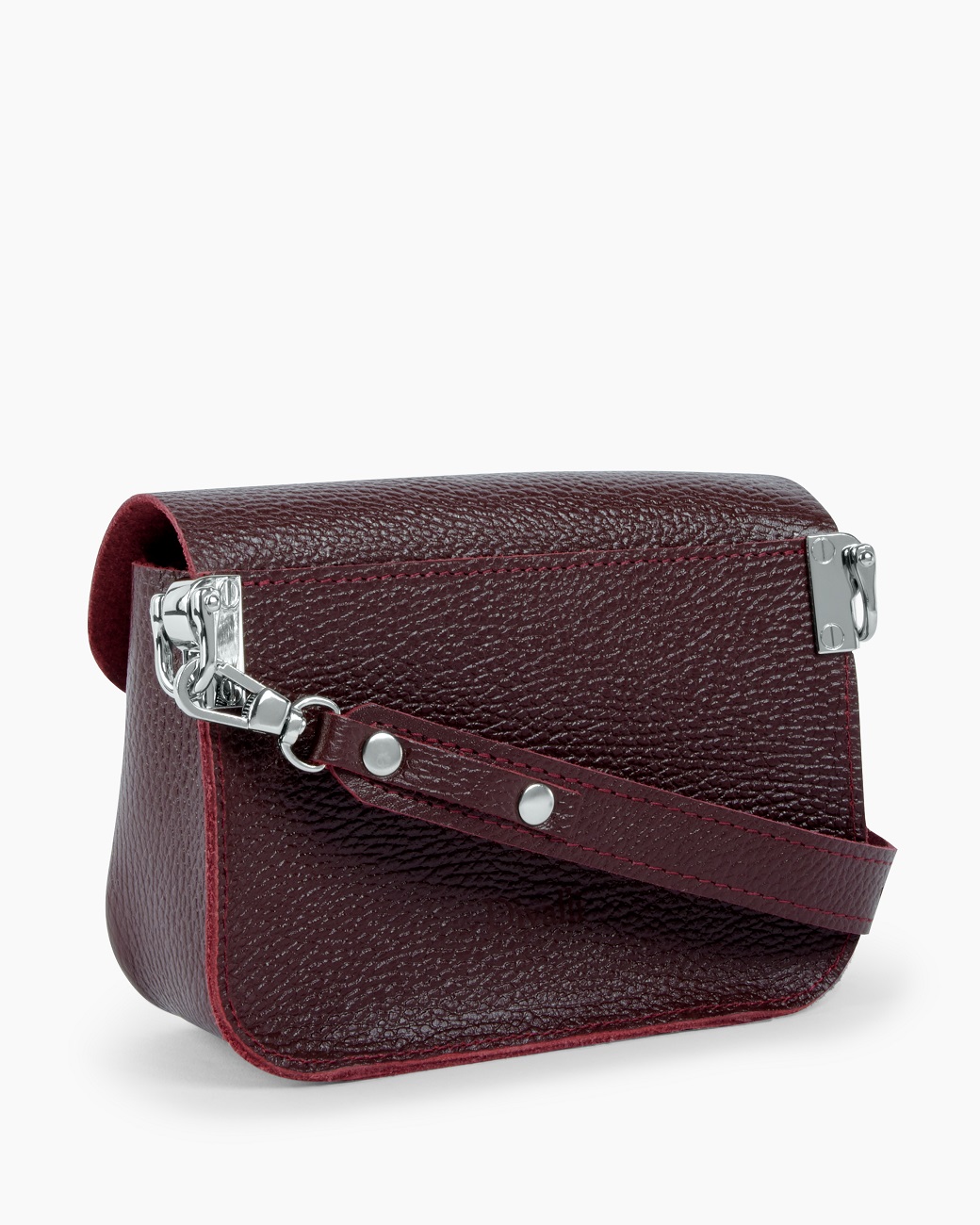 Женская поясная сумка из натуральной кожи бордовая A001 burgundy mini grain