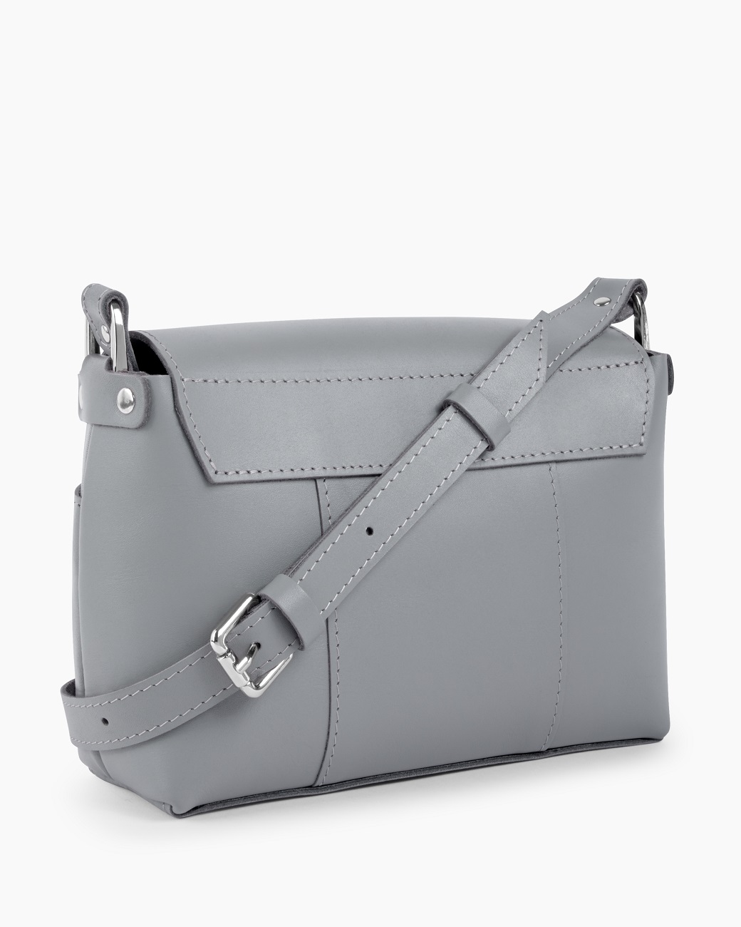 Женская сумка через плечо из натуральной кожи серая A011 grey