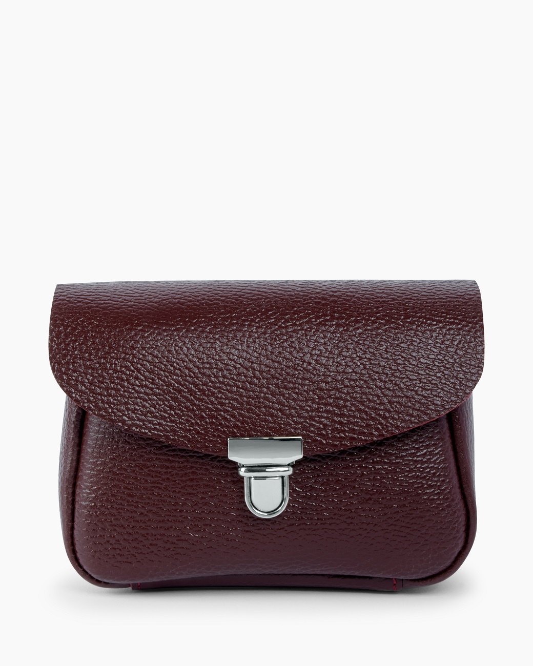 Женская поясная сумка из натуральной кожи бордовая A001 burgundy mini grain