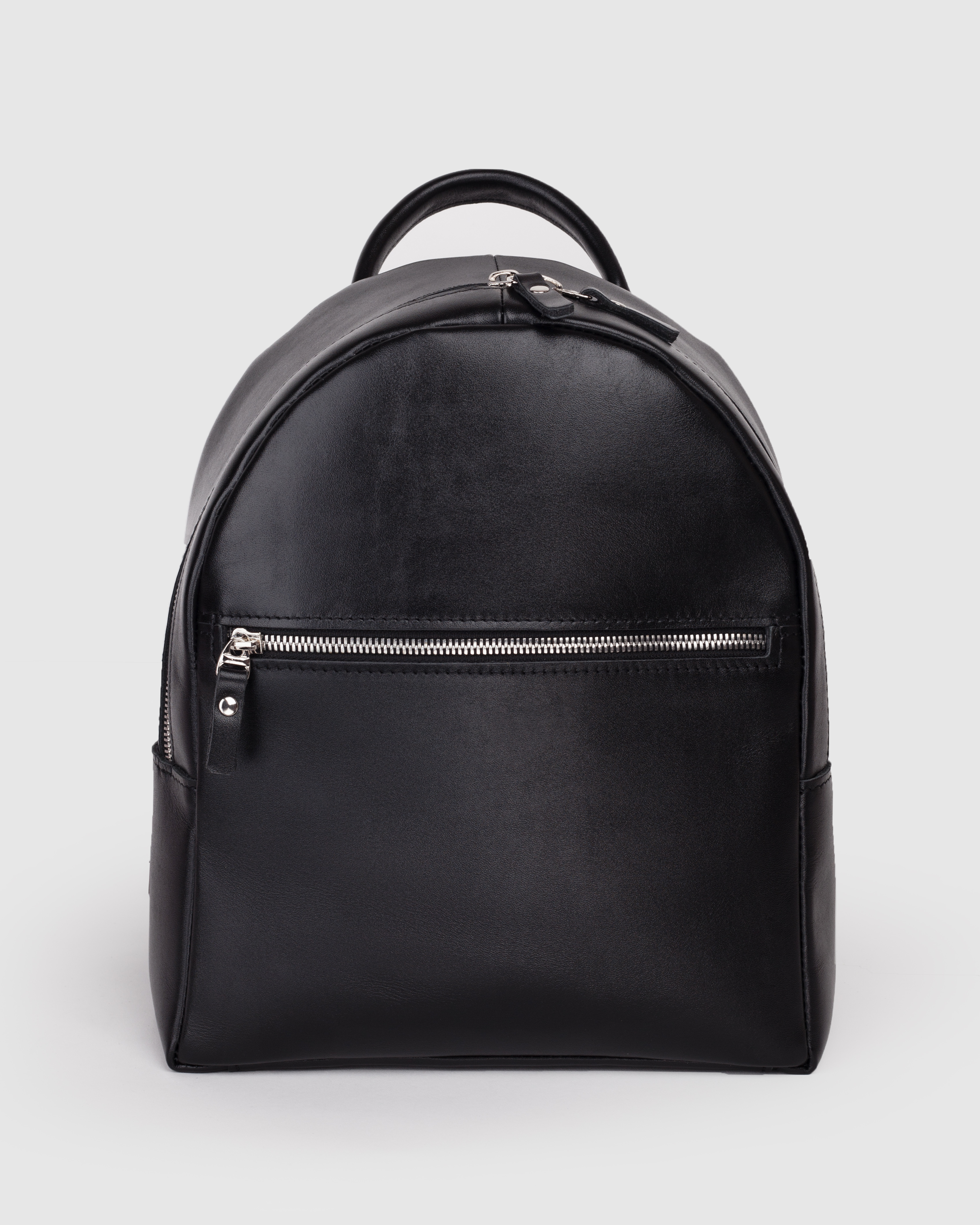 Женский кожаный рюкзак на молнии черный B0081