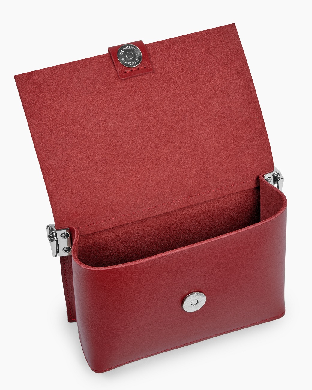 Кожаная женская поясная сумка красная A004 ruby