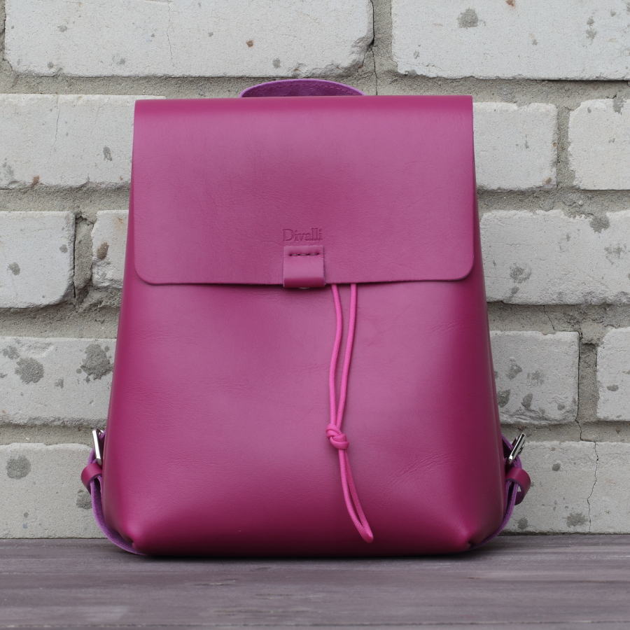 Женский рюкзак из натуральной кожи розовый B003 fuchsia