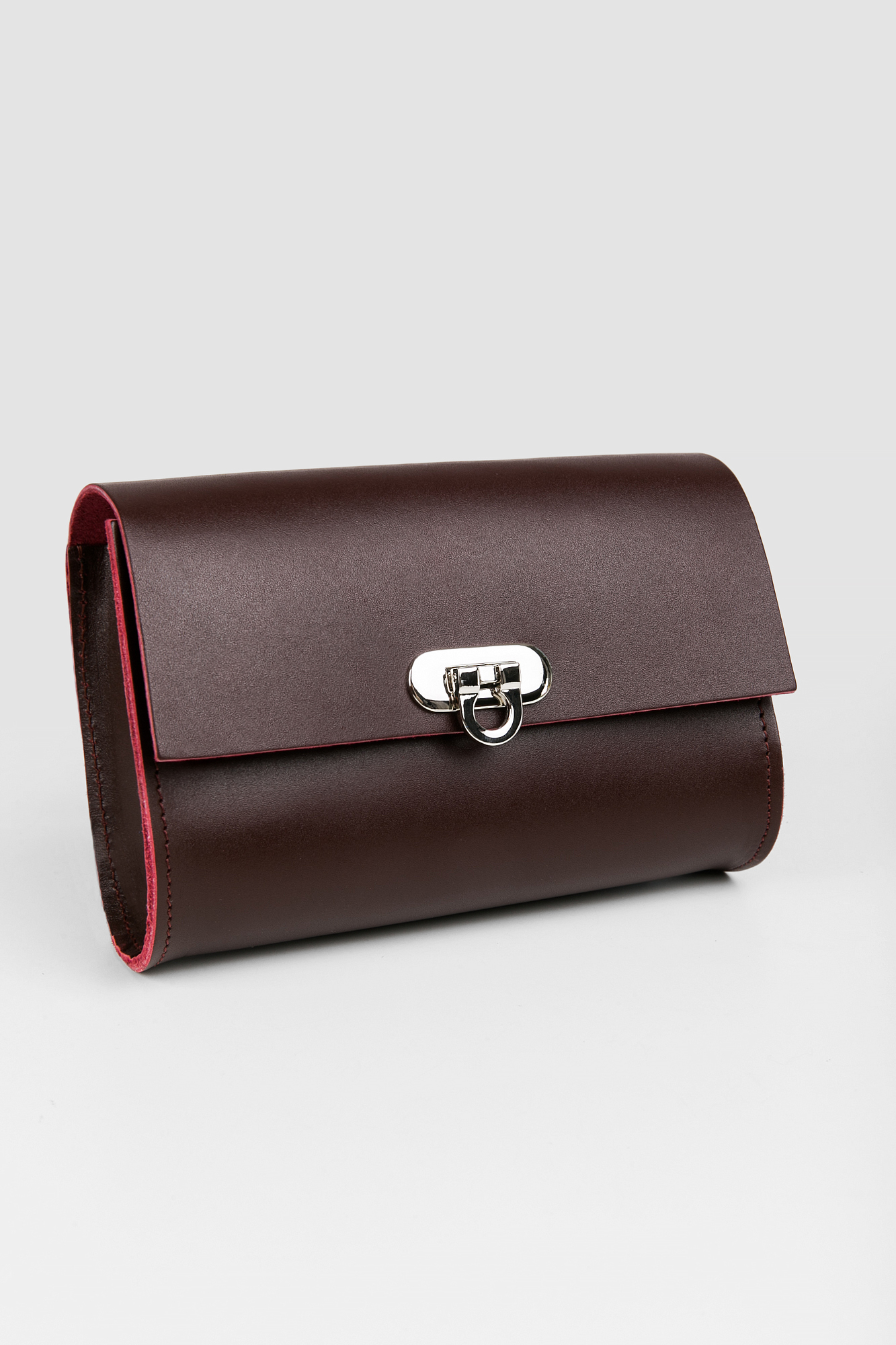 Женская кожаная поясная сумка бордовая A008 burgundy mini