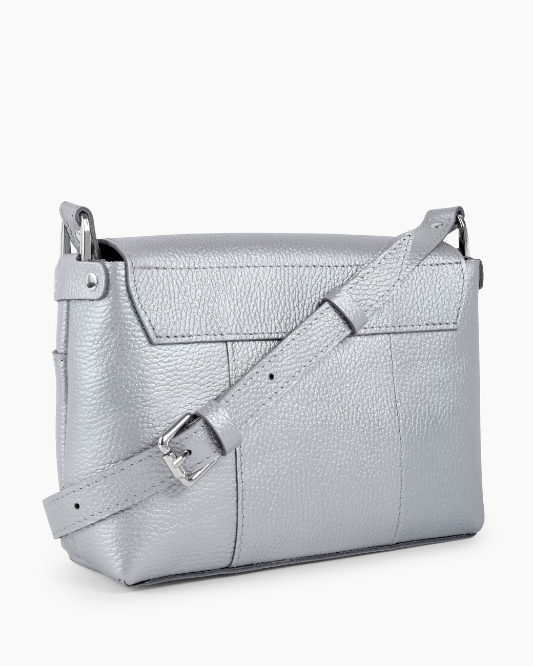 Женская сумка через плечо из натуральной кожи серебряная A011 silver grain