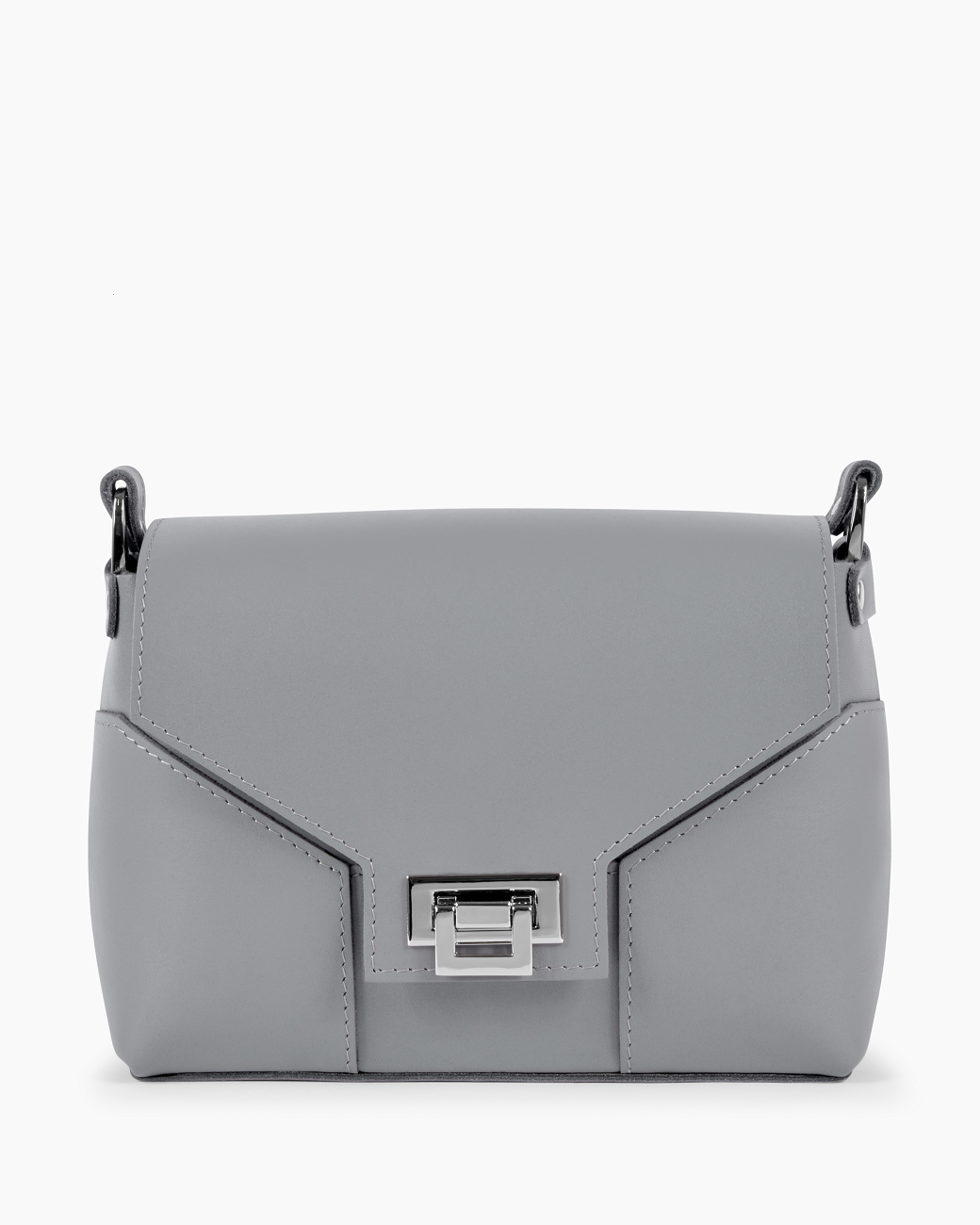 Женская сумка через плечо из натуральной кожи серая A011 grey