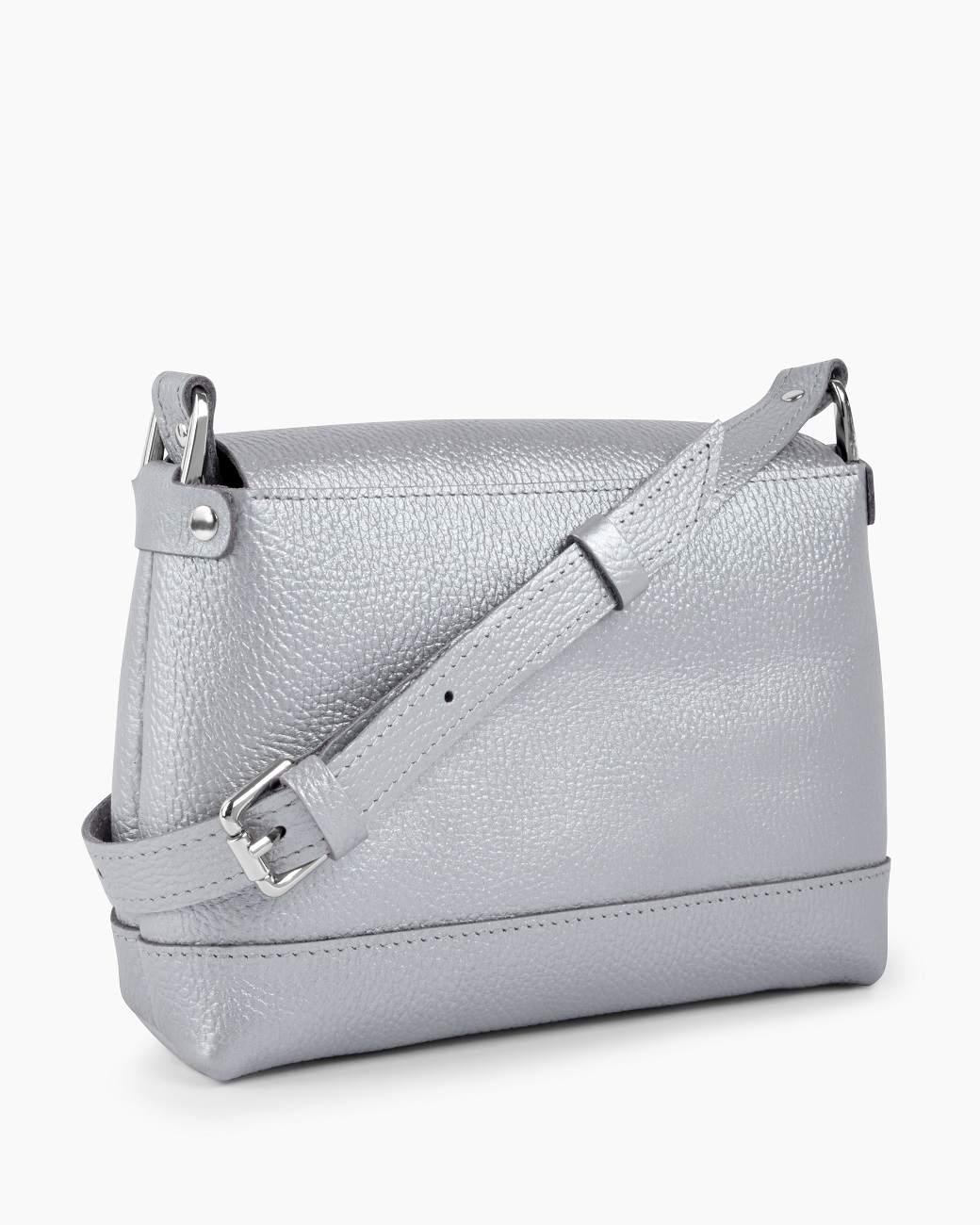 Женская сумка через плечо из натуральной кожи серебряная A003 silver grain