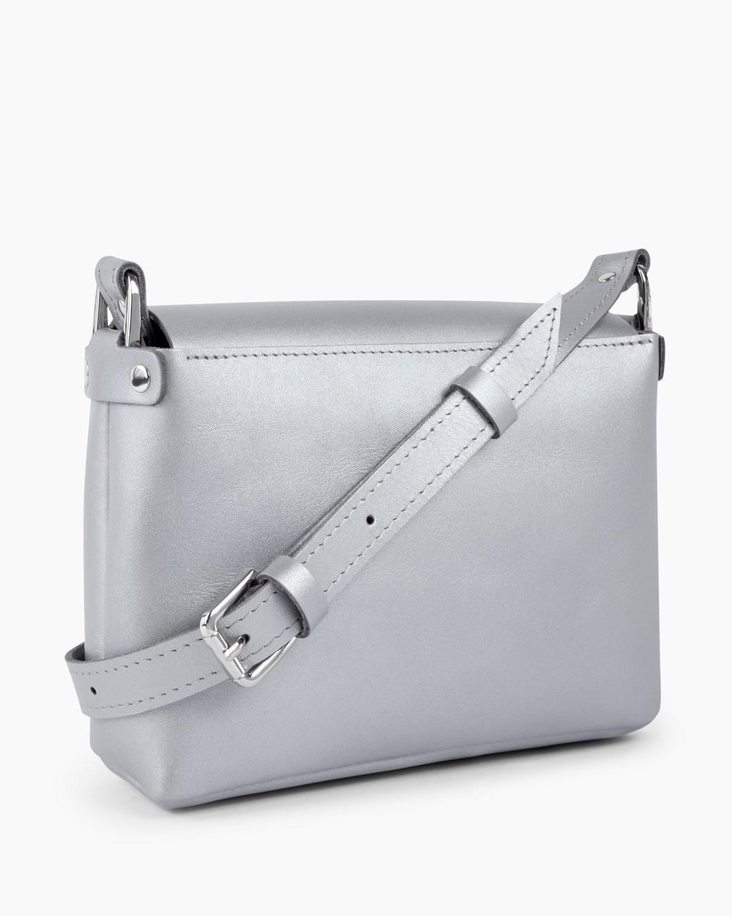 Женская сумка через плечо из натуральной кожи серебро A002 silver