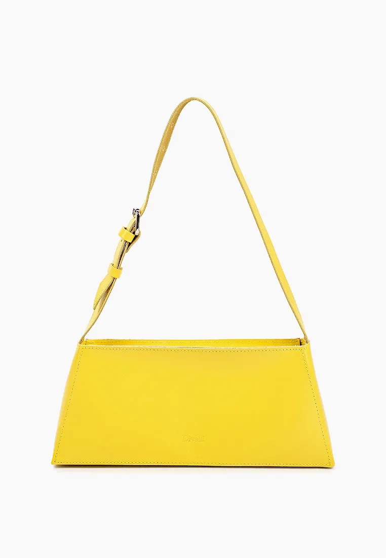 Женская сумка-багет из натуральной кожи лимонная A036 lemon
