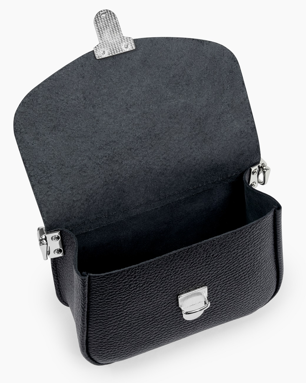 Женская поясная сумка из натуральной кожи черная A0011 mini grain