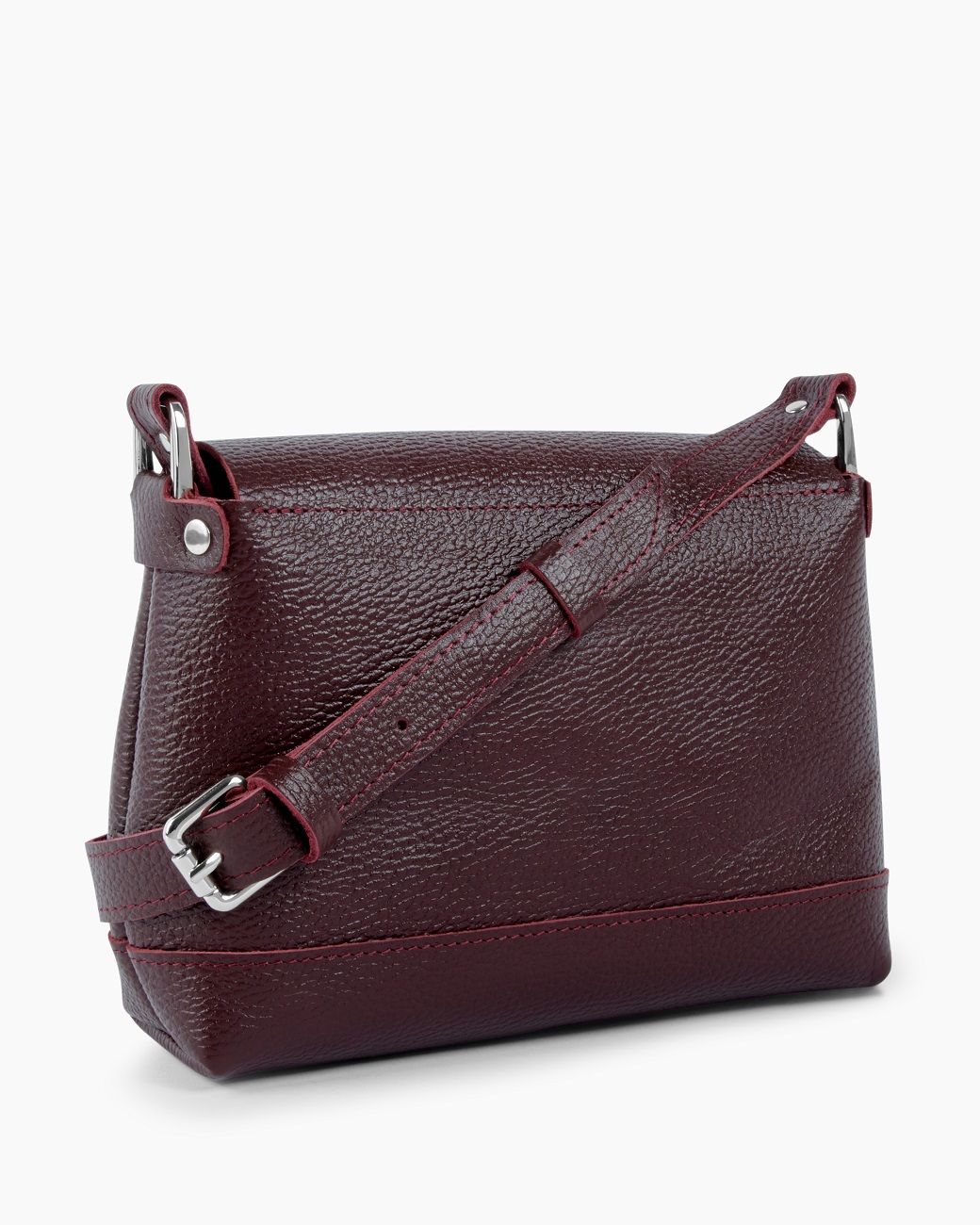 Женская кожаная сумка на плечо бордовая A003 burgundy grain