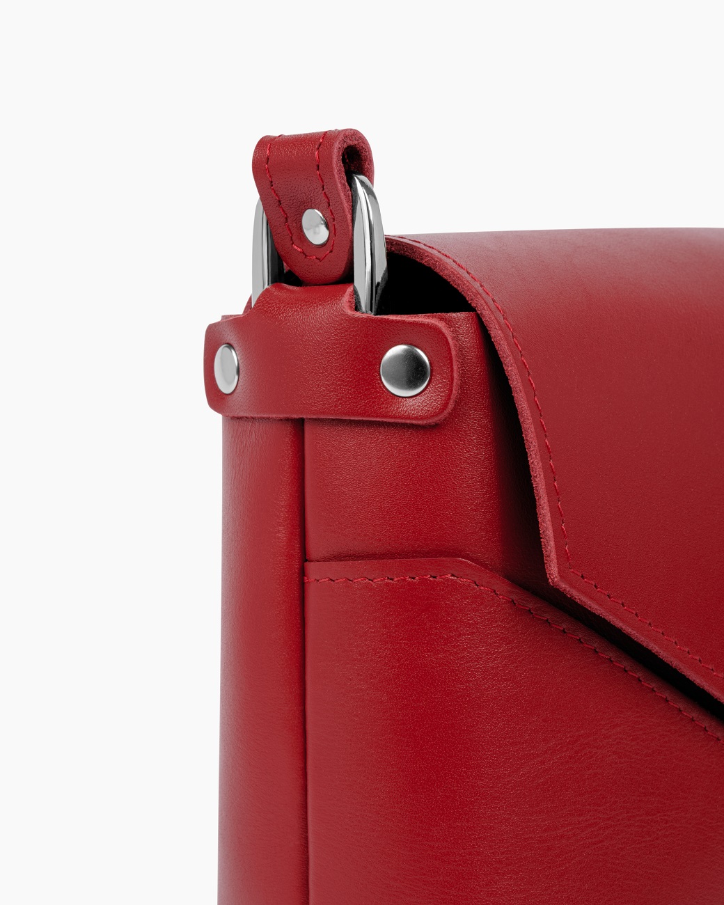 Женская сумка через плечо из натуральной кожи красная A011 ruby