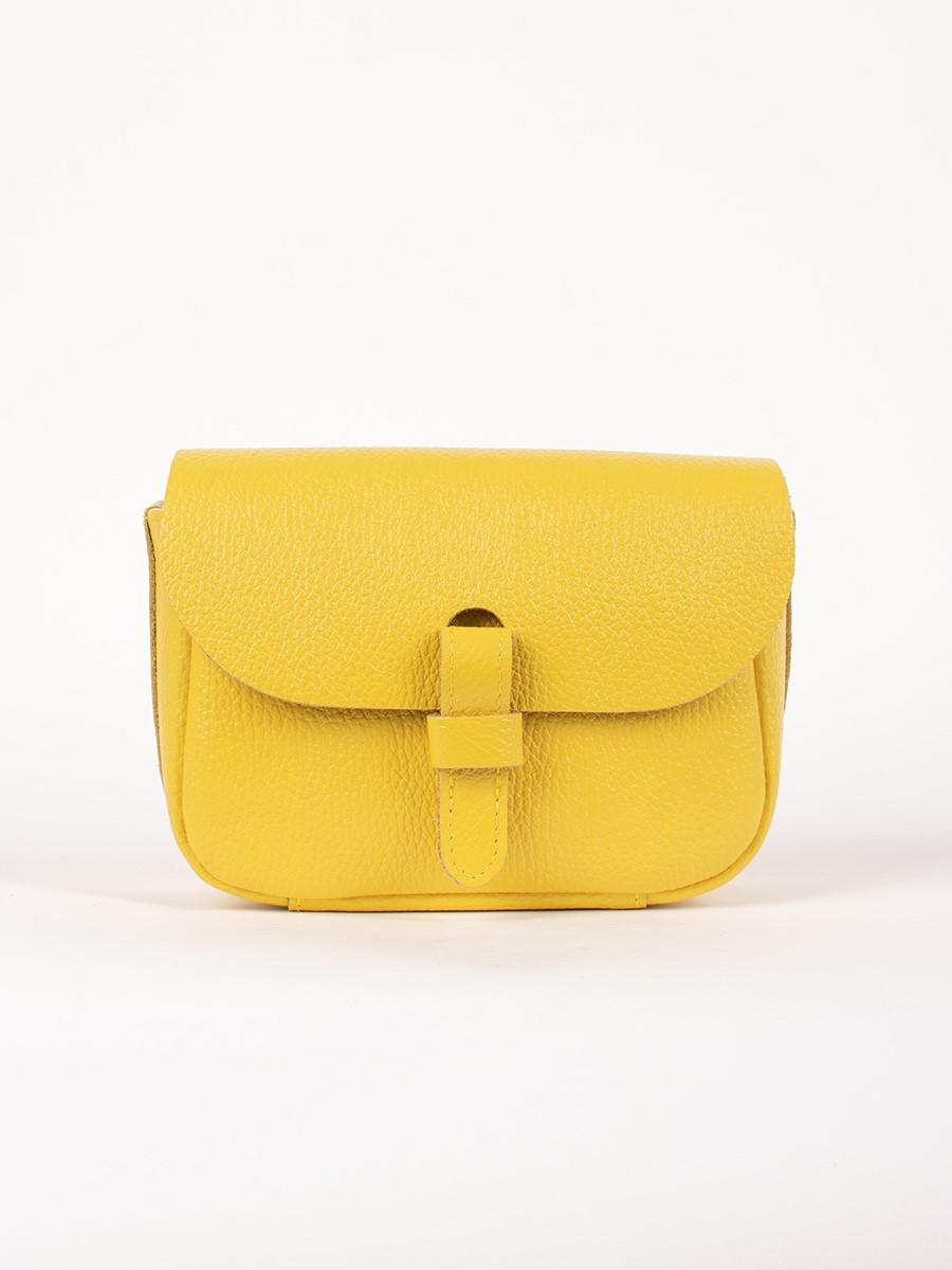 Женская поясная сумка из натуральной кожи лимонная A016 lemon mini grain
