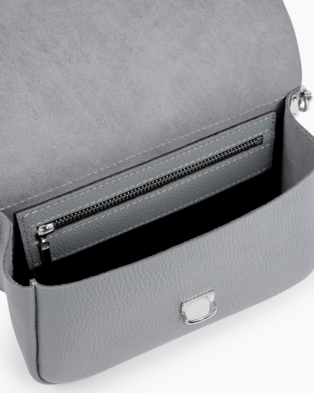 Женская сумка через плечо из натуральной кожи серая A001 grey grain