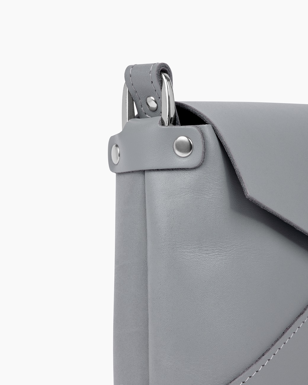 Женская сумка через плечо из натуральной кожи серая A003 grey