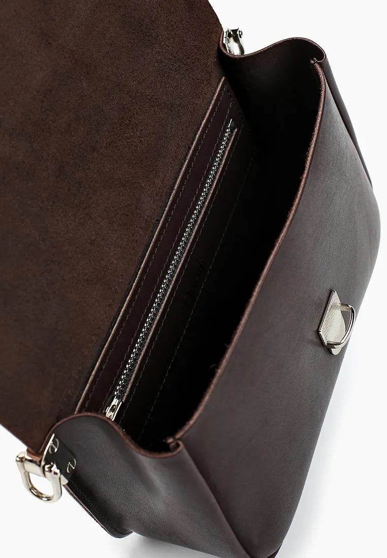 Женская сумка через плечо из натуральной кожи коричневая A0012