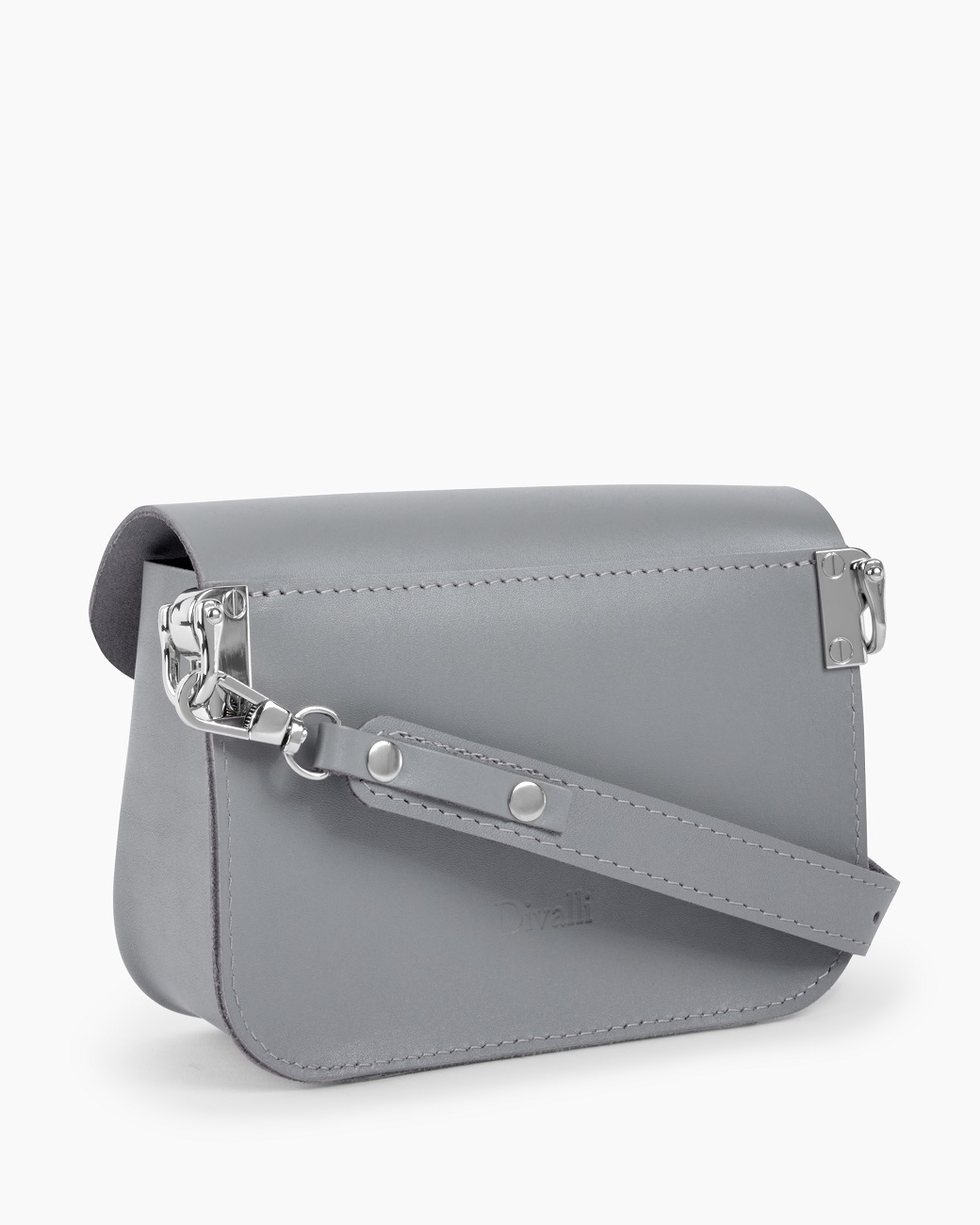 Женская поясная сумка из натуральной кожи серая A001 grey mini