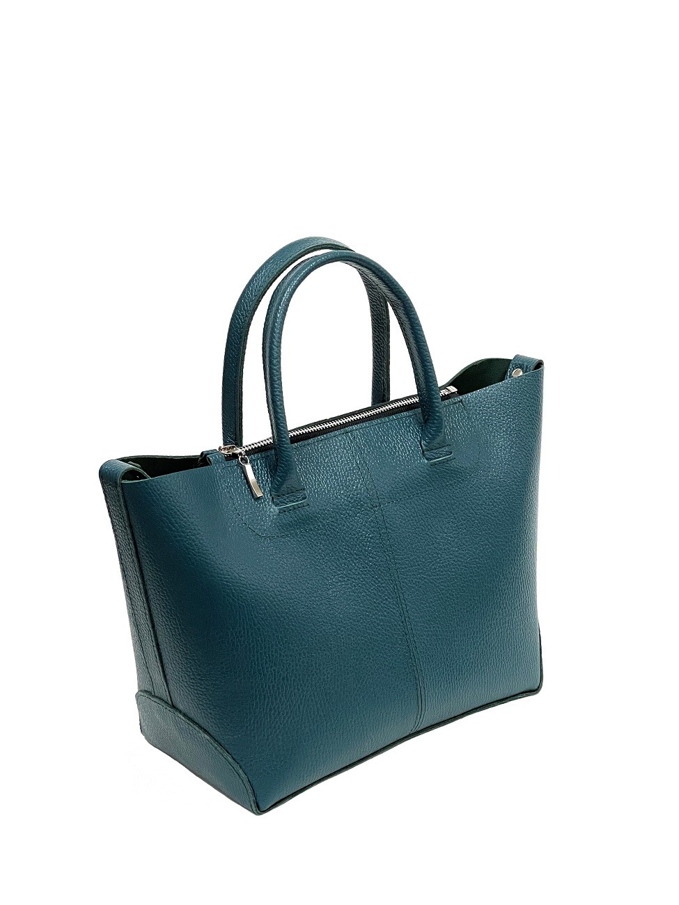 Женская кожаная сумка саквояж-трансформер сине-зеленая A020 teal mini grain