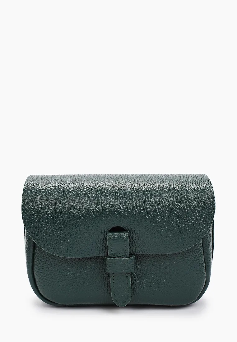 Женская поясная сумка из натуральной кожи зеленая A016 emerald mini grain
