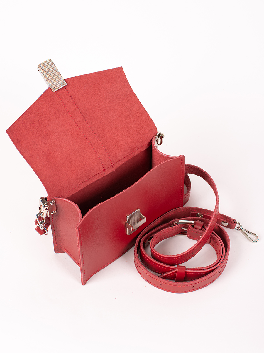Женская кожаная поясная сумка красная A009 ruby mini