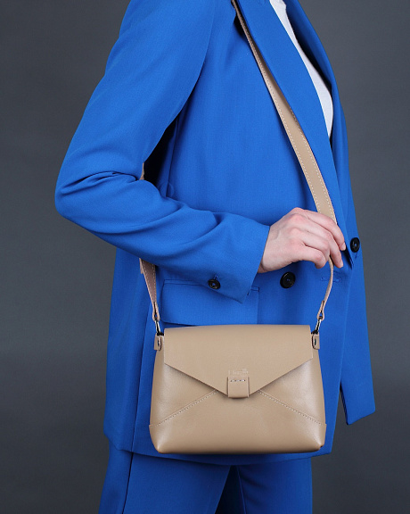 Женская сумка через плечо из натуральной кожи бежевая A003 beige