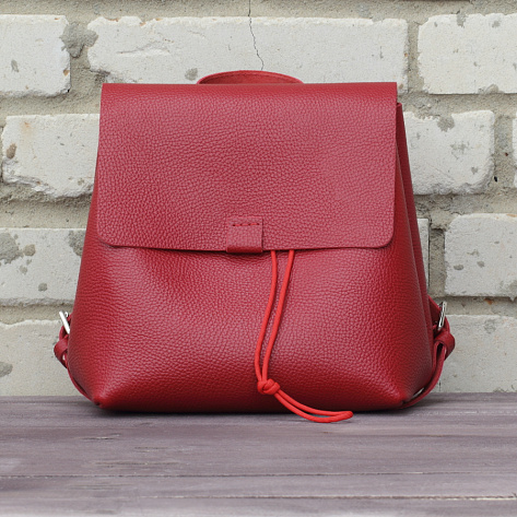 Женский рюкзак из натуральной кожи красный B001 ruby grain