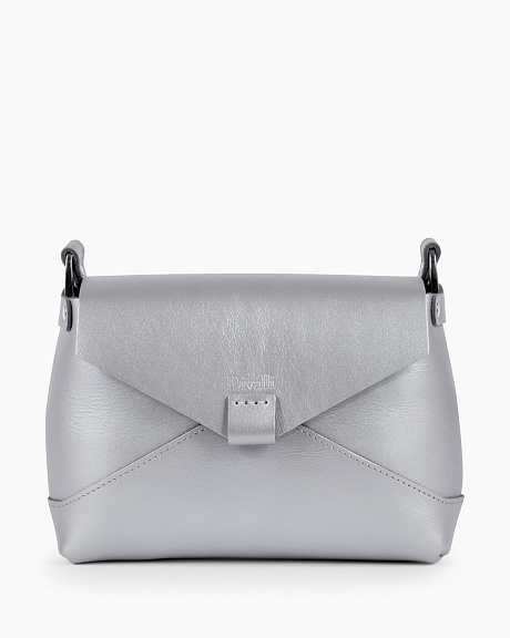 Кожаная женская сумка через плечо серебряная A003 silver