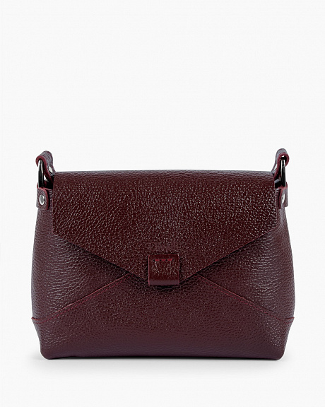 Женская кожаная сумка на плечо бордовая A003 burgundy grain