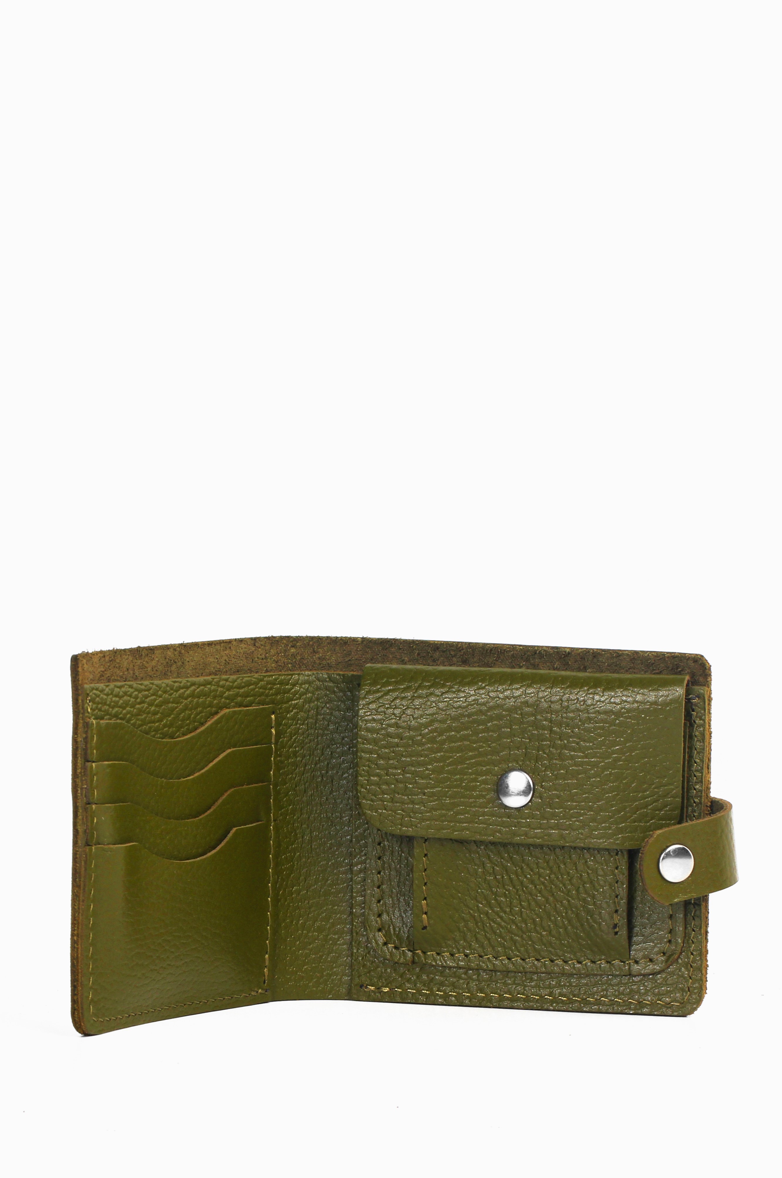 Кожаный кошелек W005 khaki grain