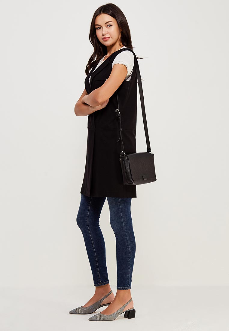 Женская сумка через плечо из натуральной кожи черная A002 black grain