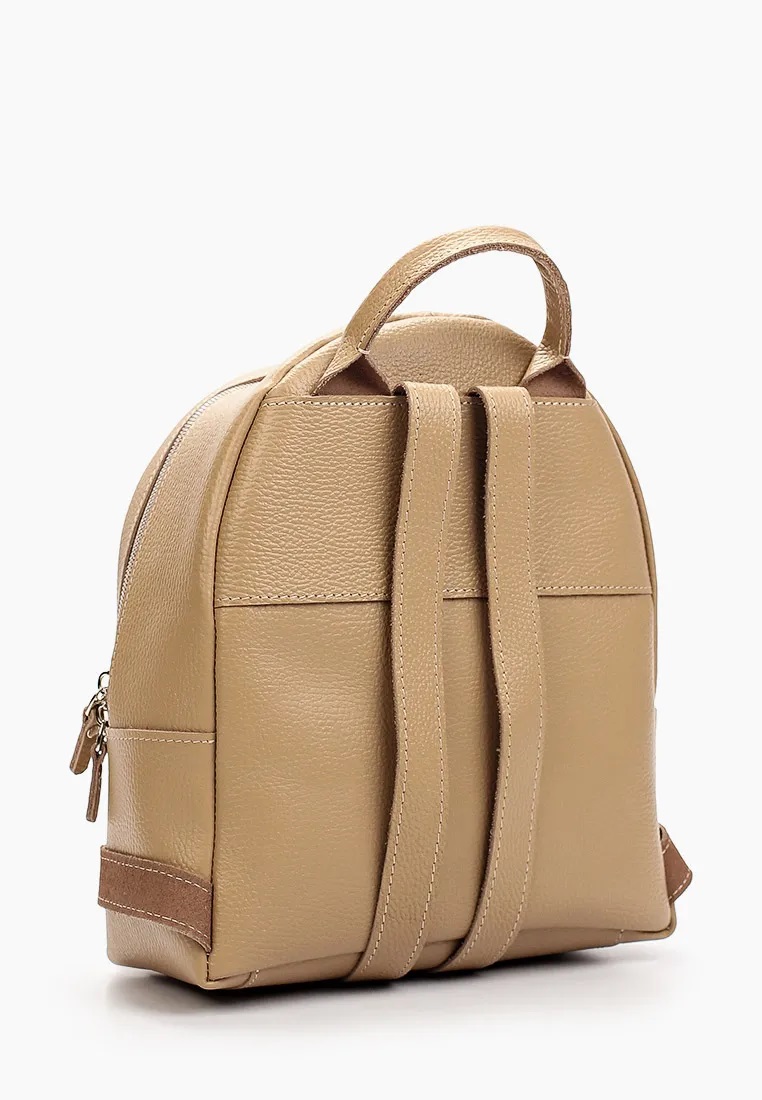 Женский кожаный рюкзак на молнии бежевый B008 beige grain