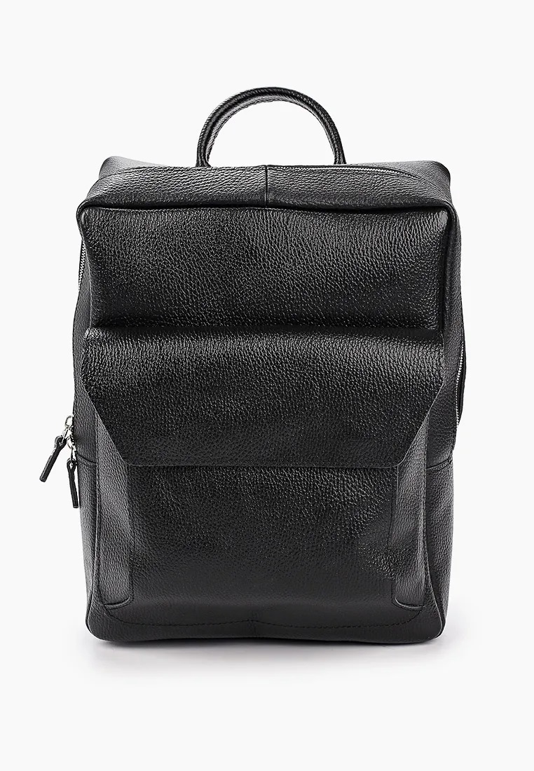Большой кожаный рюкзак черный B009 black big grain