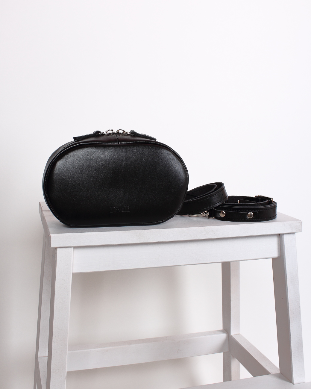 Женская поясная сумка из натуральной кожи черная A0301 mini
