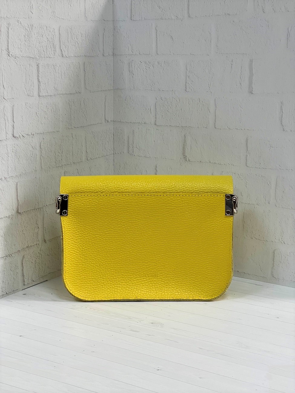 Женская кожаная сумка через плечо лимонно-желтая A001 lemon grain
