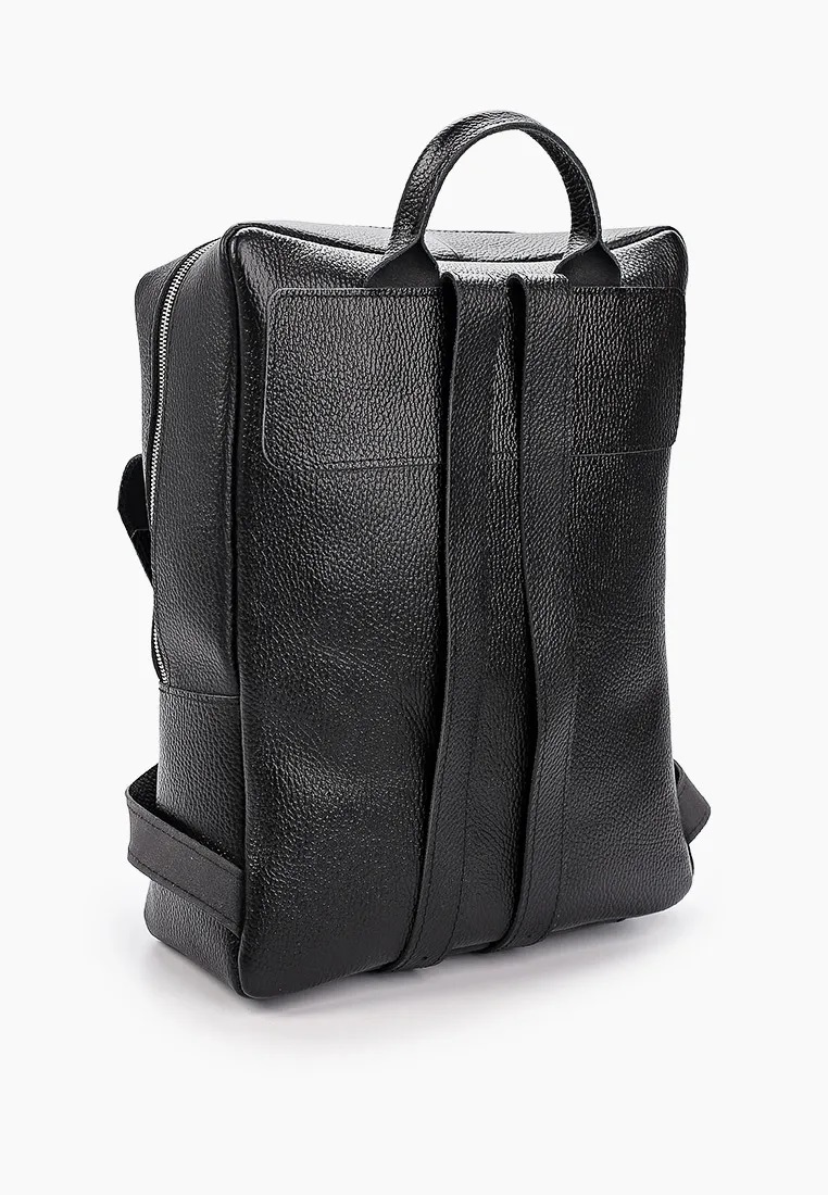 Большой кожаный рюкзак черный B009 black big grain