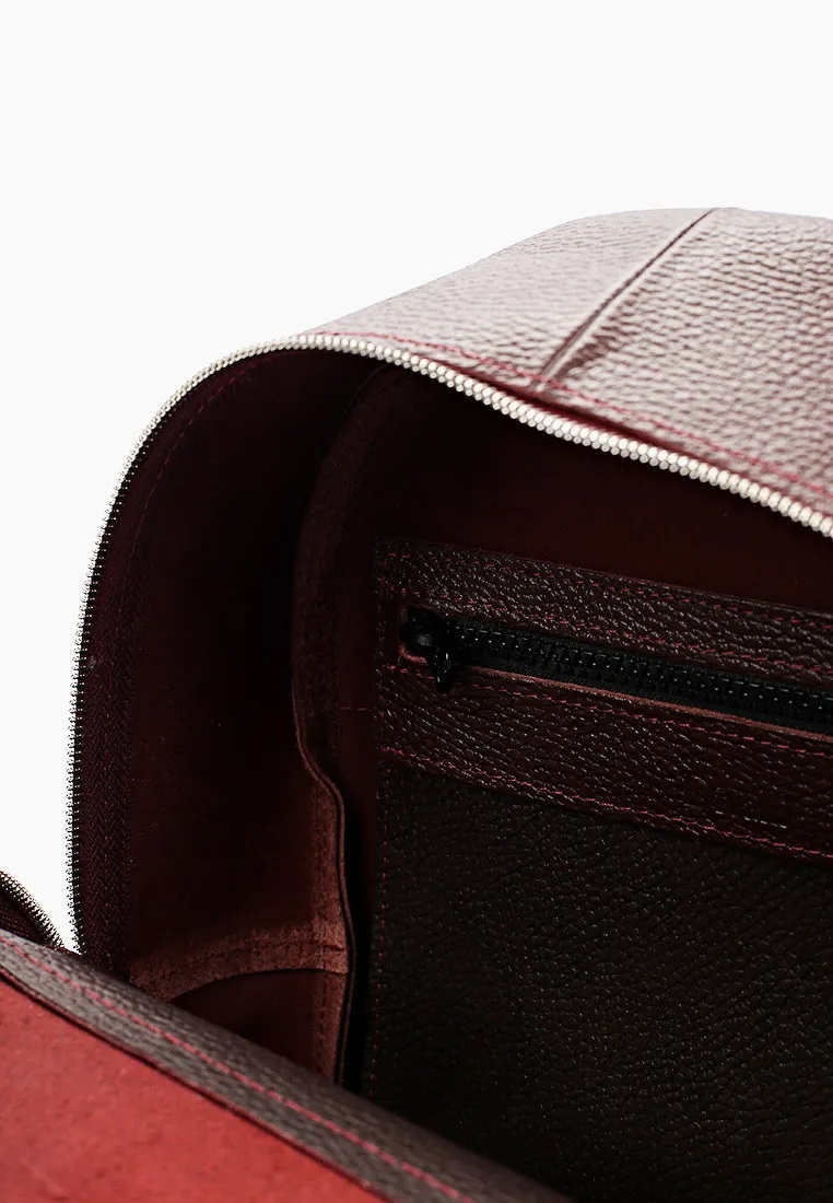 Женский кожаный рюкзак на молнии бордовый B008 burgundy grain