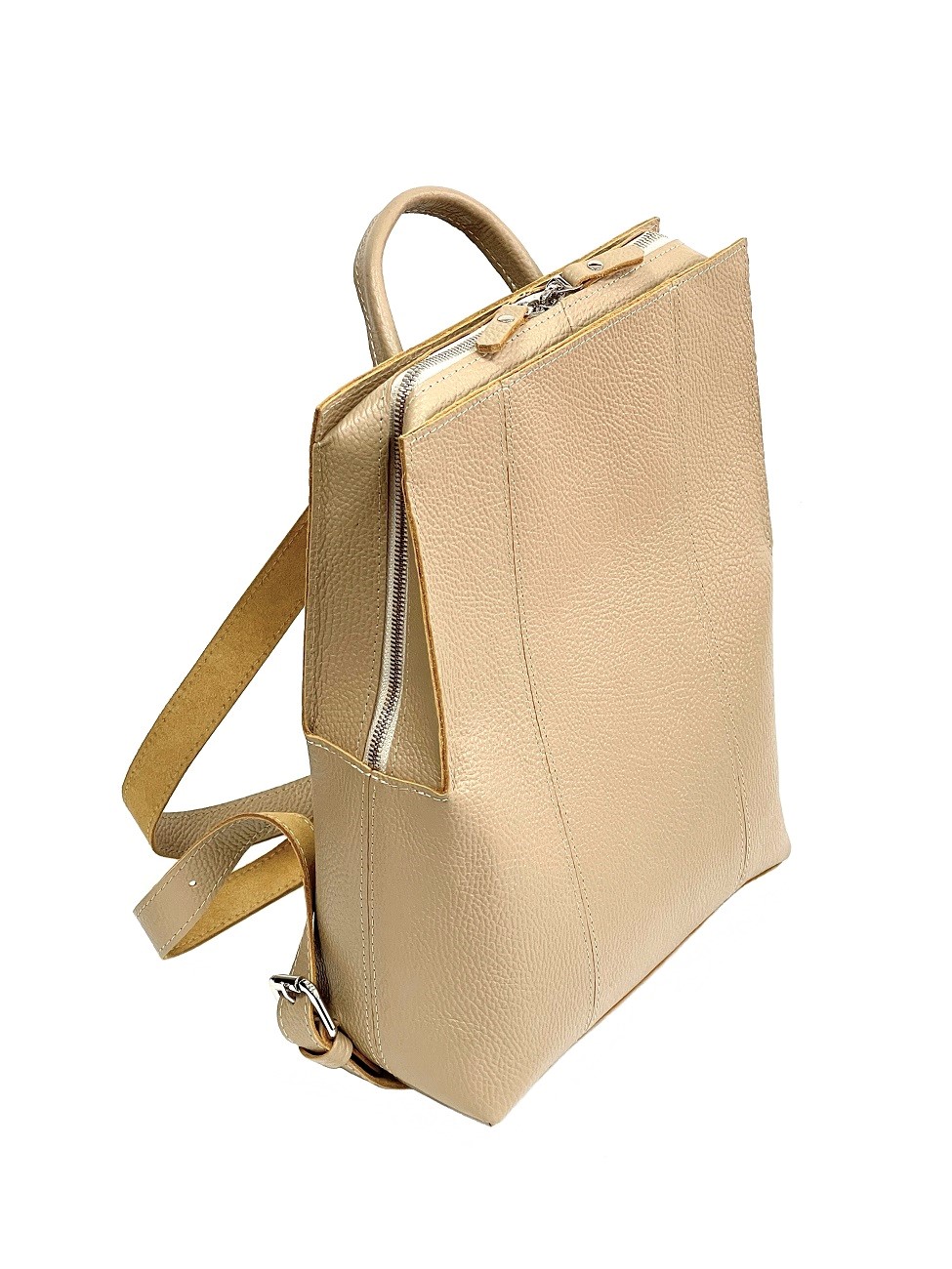 Женский рюкзак из натуральной кожи бежевый B014 beige grain