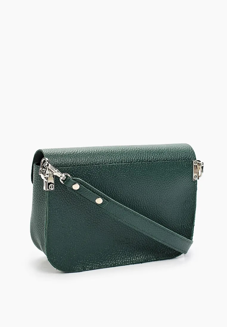Женская кожаная сумка кросс-боди изумрудная A001 emerald grain