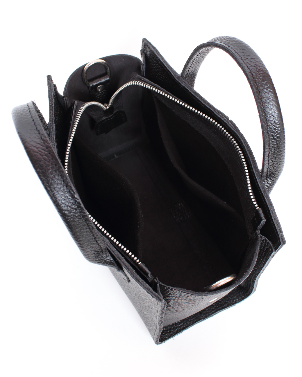 Женская кожаная сумка тоут черная A027 black mini grain