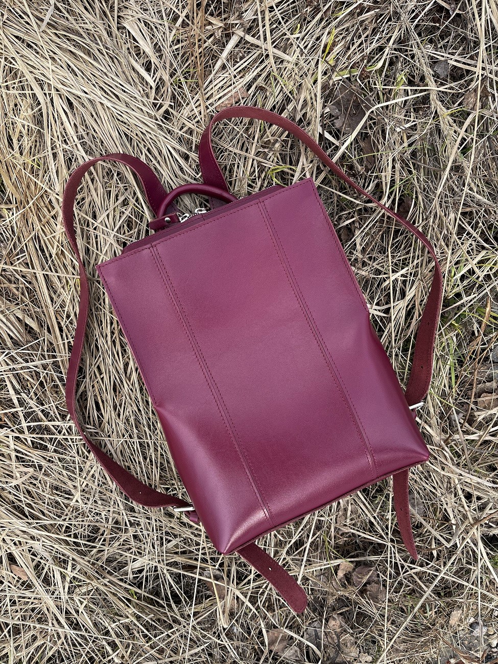 Женский кожаный рюкзак винный B014 sangria