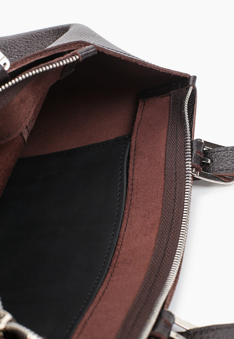 Женская сумка-шоппер из натуральной кожи коричневая A014 brown grain ZIPPER