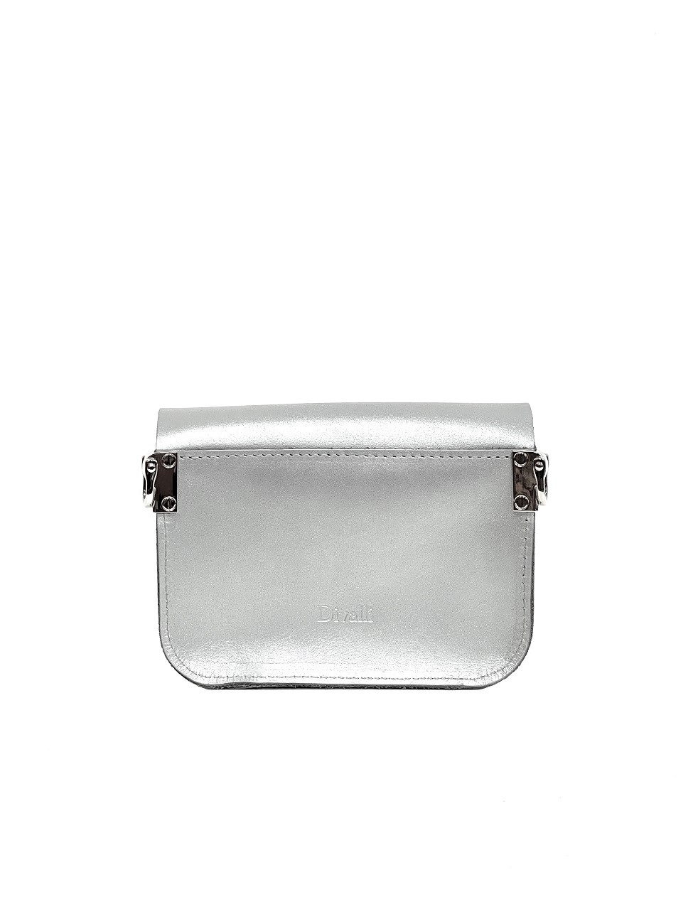 Женская поясная сумка из натуральной кожи серебристая A001 silver mini