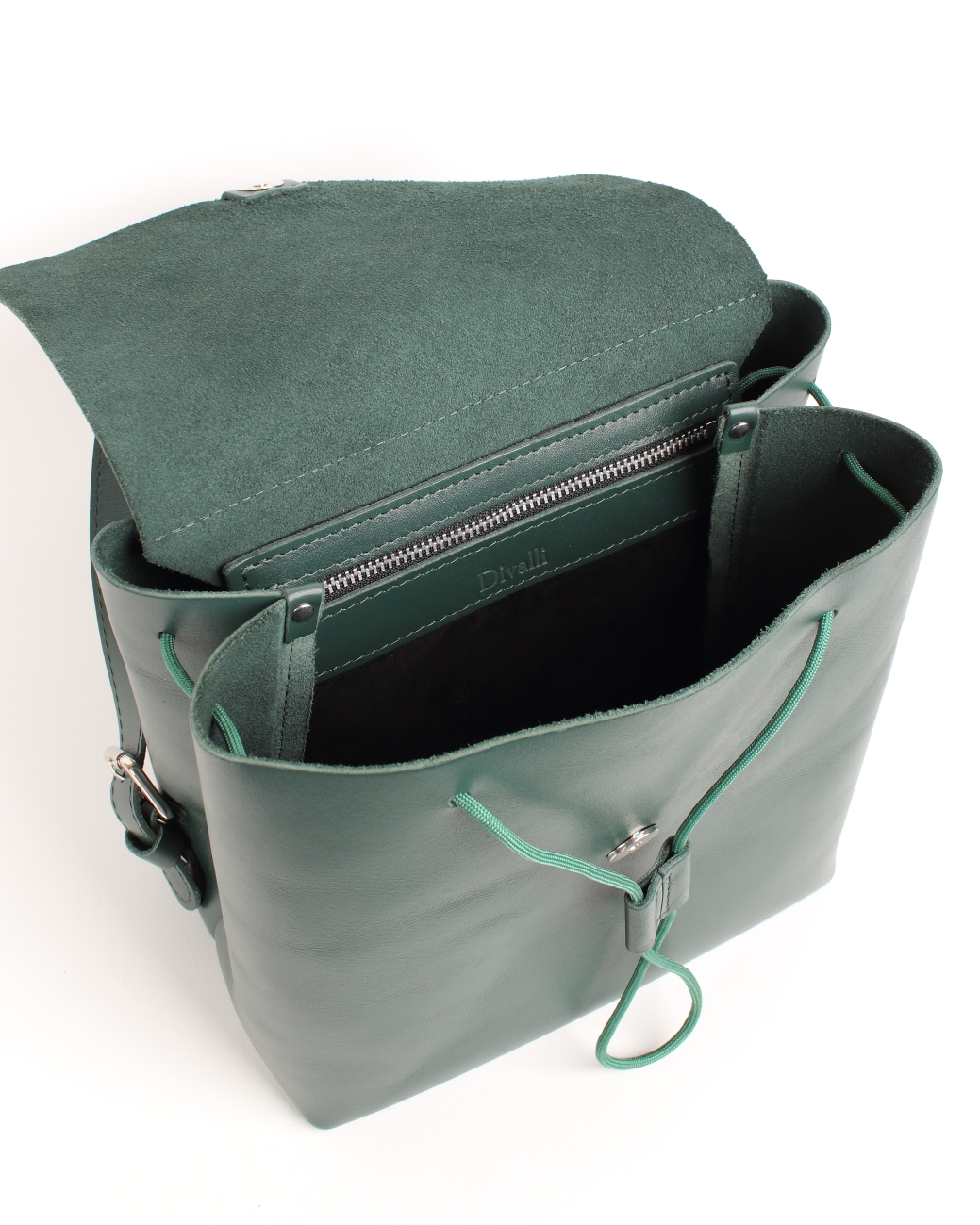 Женский рюкзак из натуральной кожи зеленый B001 emerald
