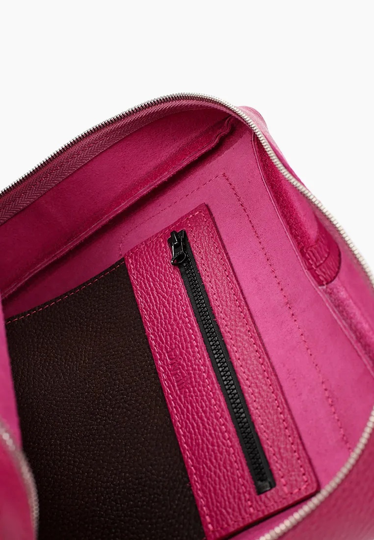 Женский кожаный рюкзак розовый B009 fuchsia grain