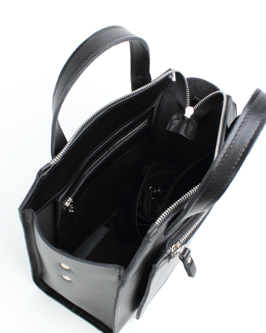 Женская сумка тоут из натуральной кожи черная A0181 mini