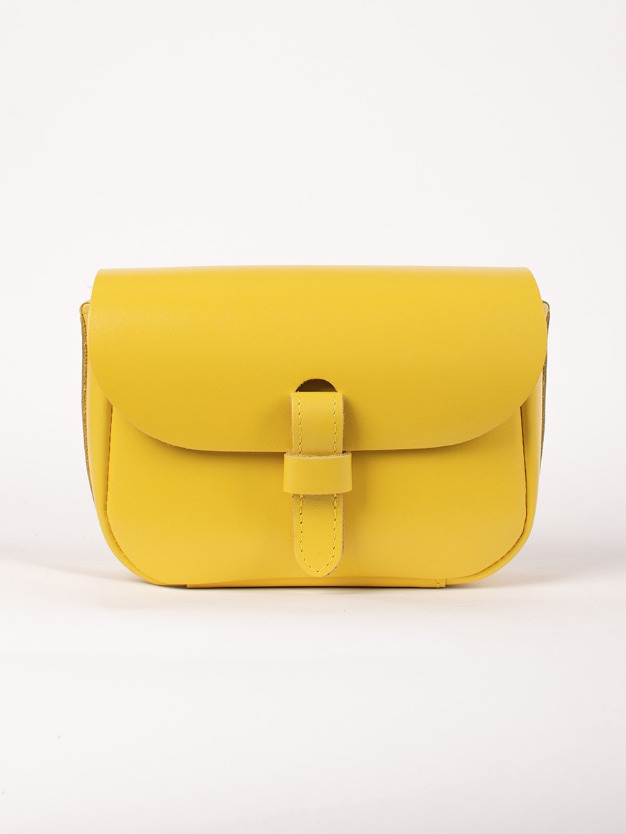 Женская поясная сумка из натуральной кожи лимонная A016 lemon mini