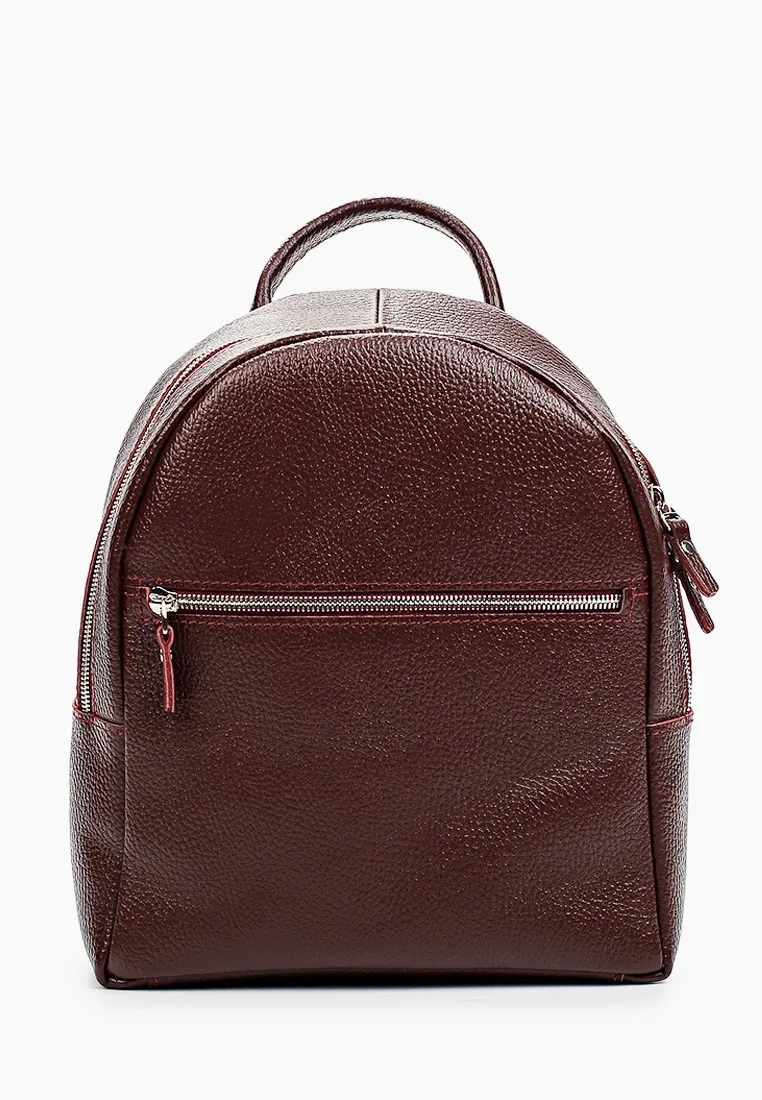 Женский кожаный рюкзак на молнии бордовый B008 burgundy grain