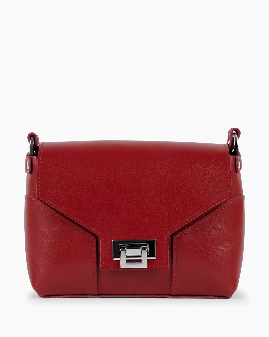 Женская сумка через плечо из натуральной кожи красная A011 ruby